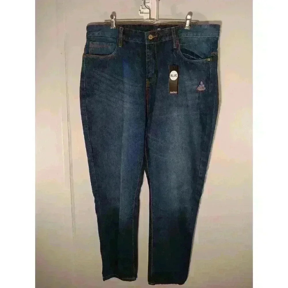 BOOHOO NEW Women's Denim Jeans Size‎ 16 Mom Dark Blue Rise 13"